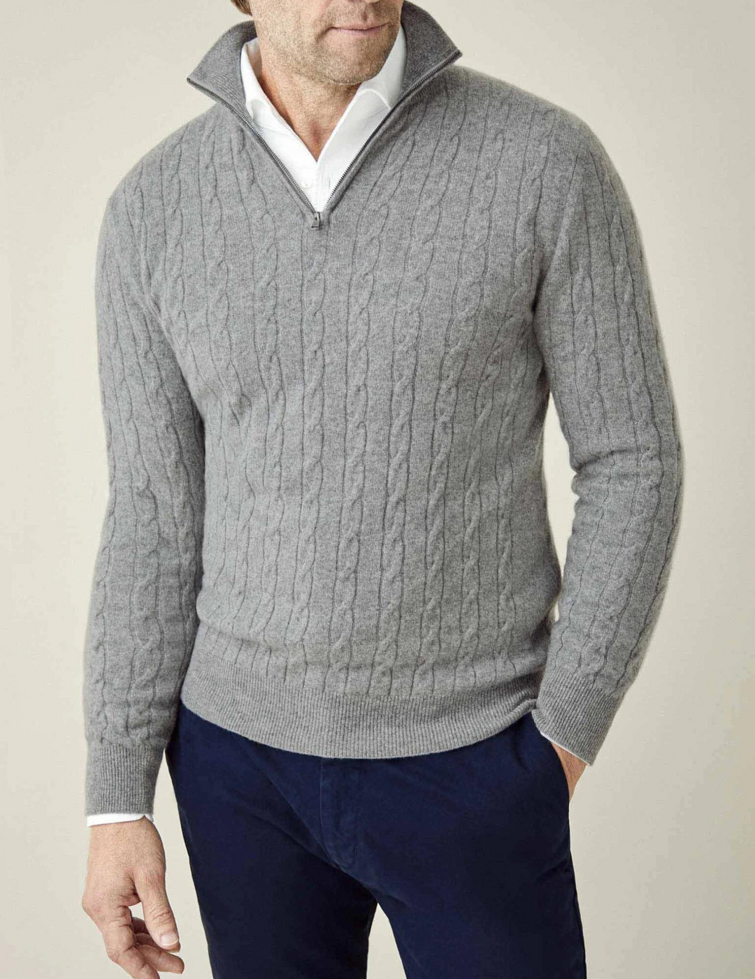 Men's Cable Knit Half-Zip Jumper