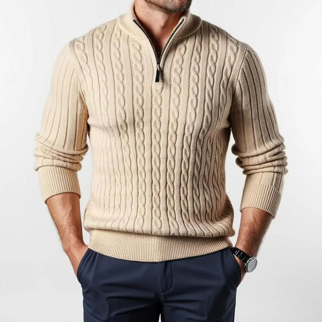 Men's Cable Knit Half-Zip Sweater