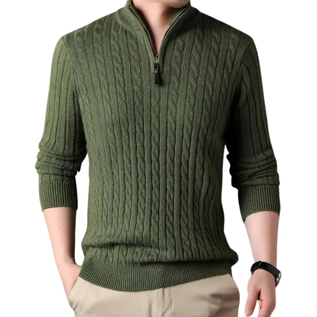Men's Cable Knit Half-Zip Sweater