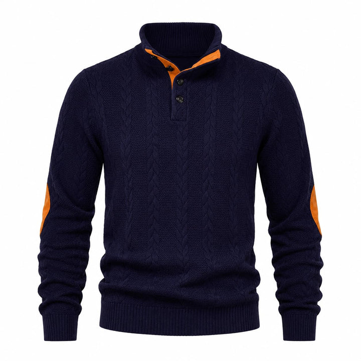 Men's Cable Knit Mock Neck Jumper