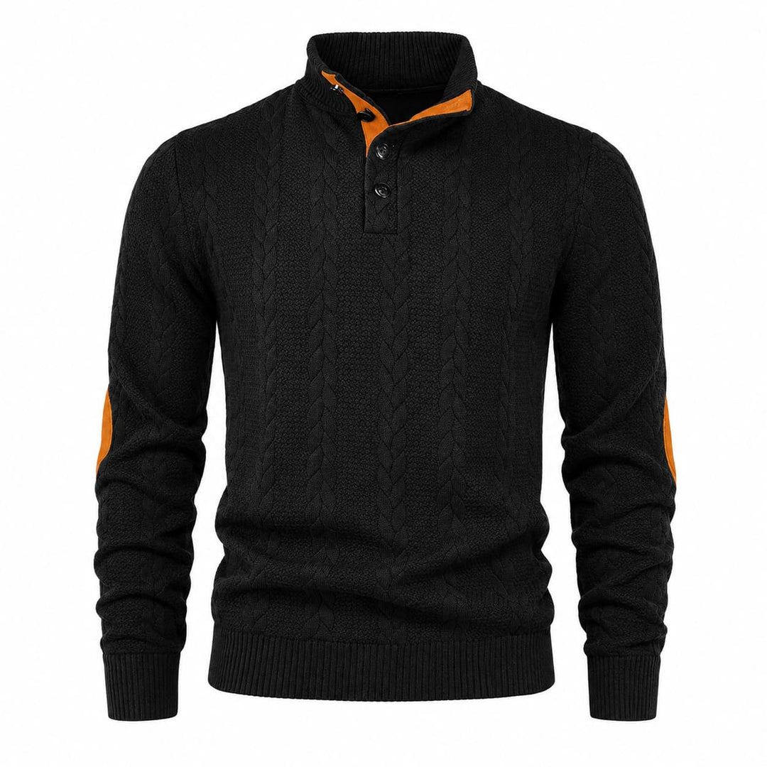 Men's Cable Knit Mock Neck Jumper