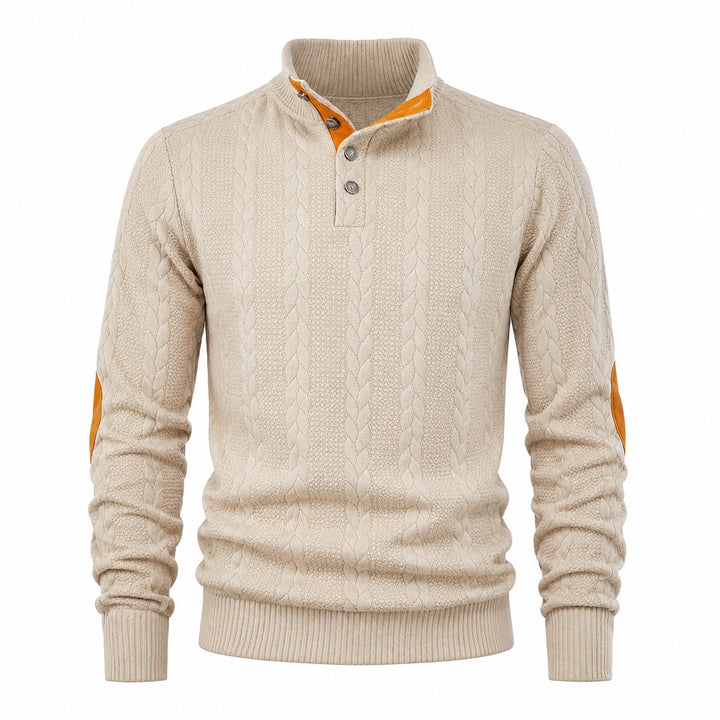 Men's Cable Knit Mock Neck Jumper