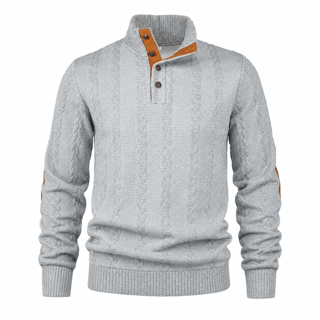 Men's Cable Knit Mock Neck Jumper