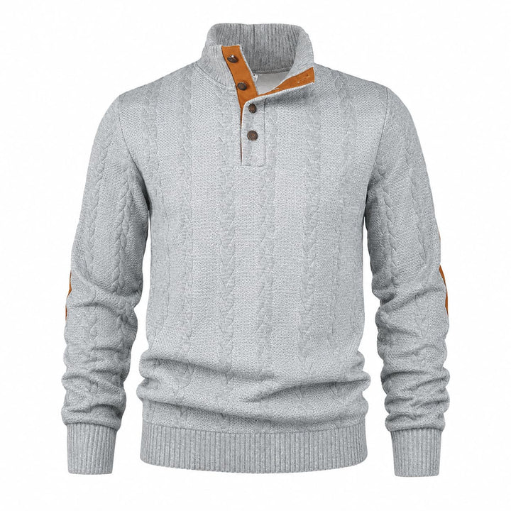 Men's Cable Knit Mock Neck Jumper