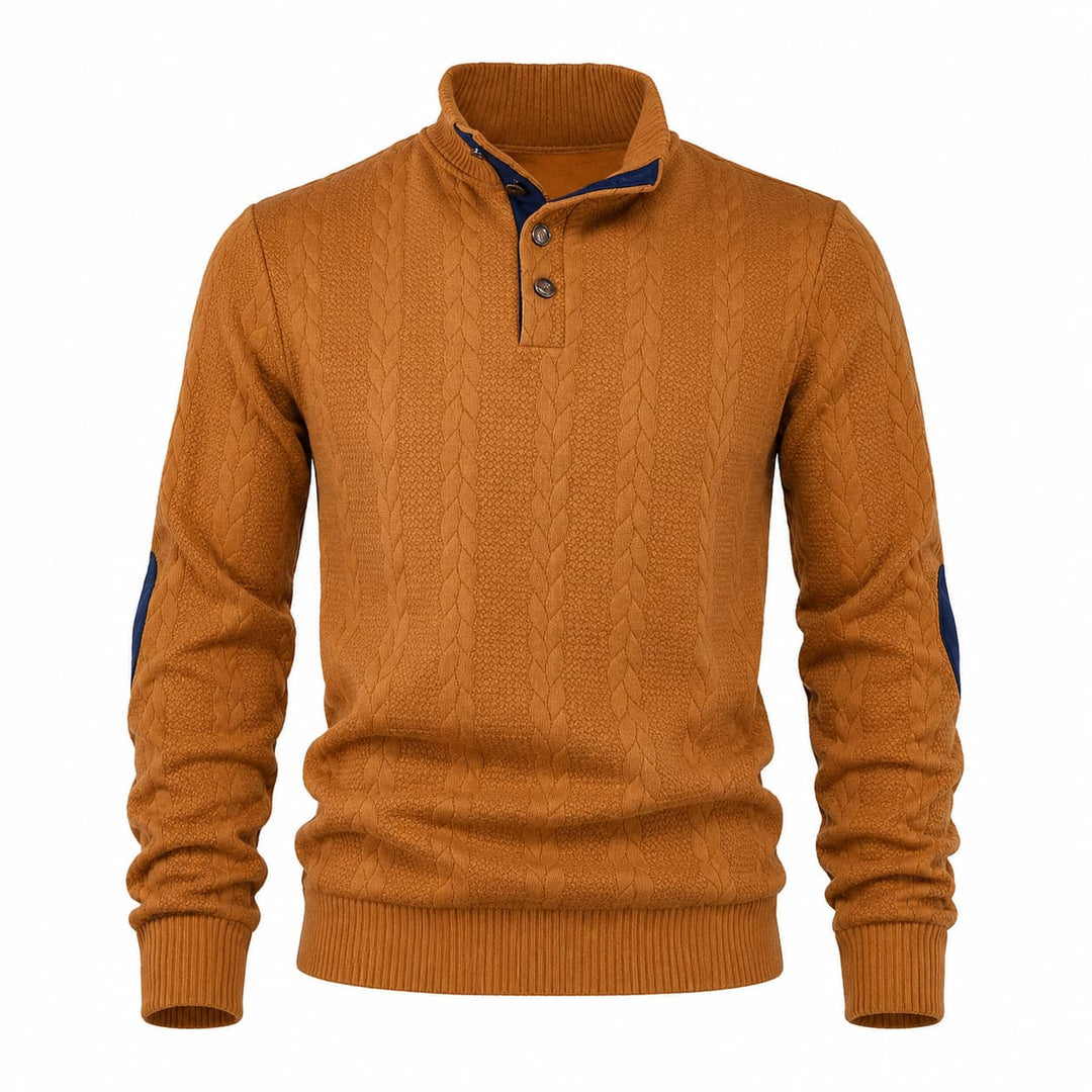 Men's Cable Knit Mock Neck Jumper