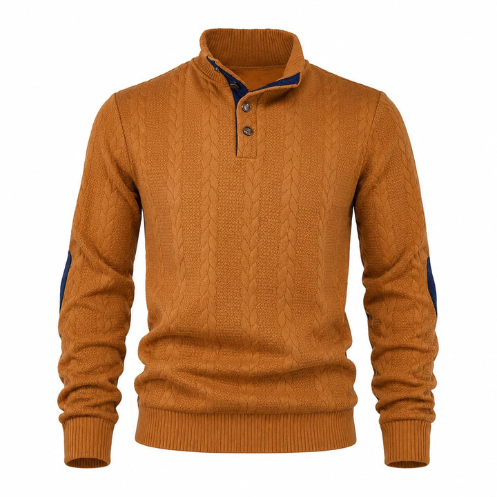 Men's Cable Knit Mock Neck Jumper