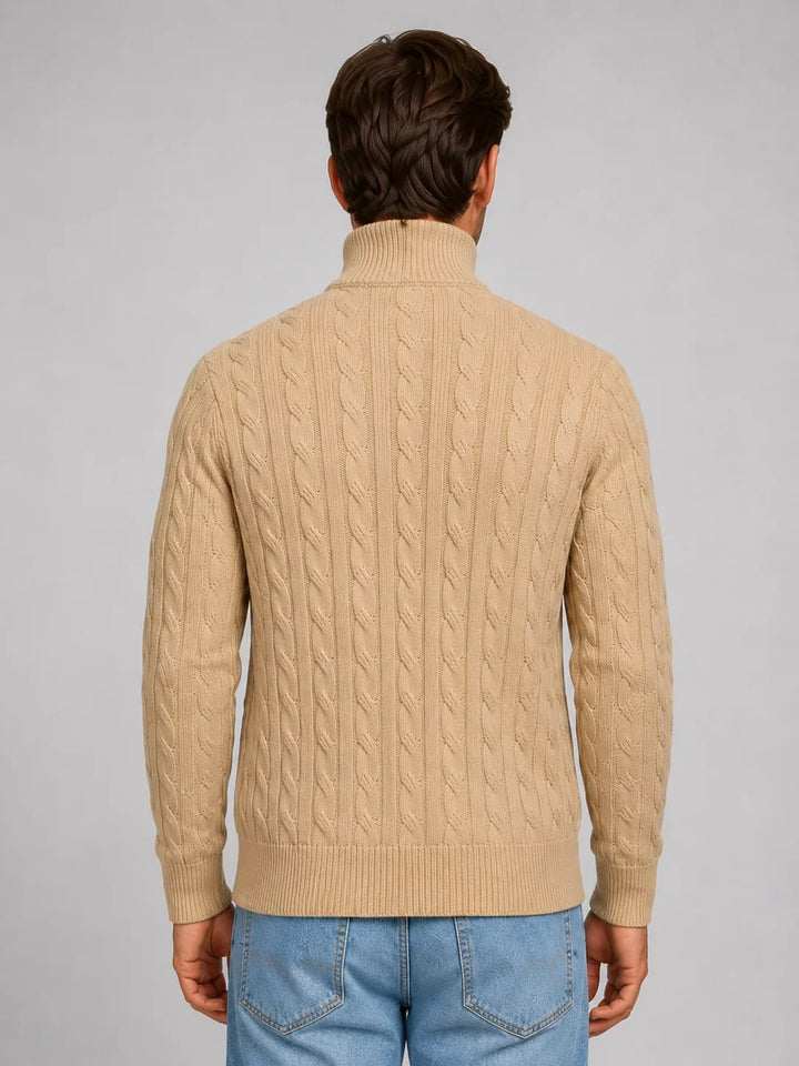 Men's Cable Knit Quarter-Zip Jumper