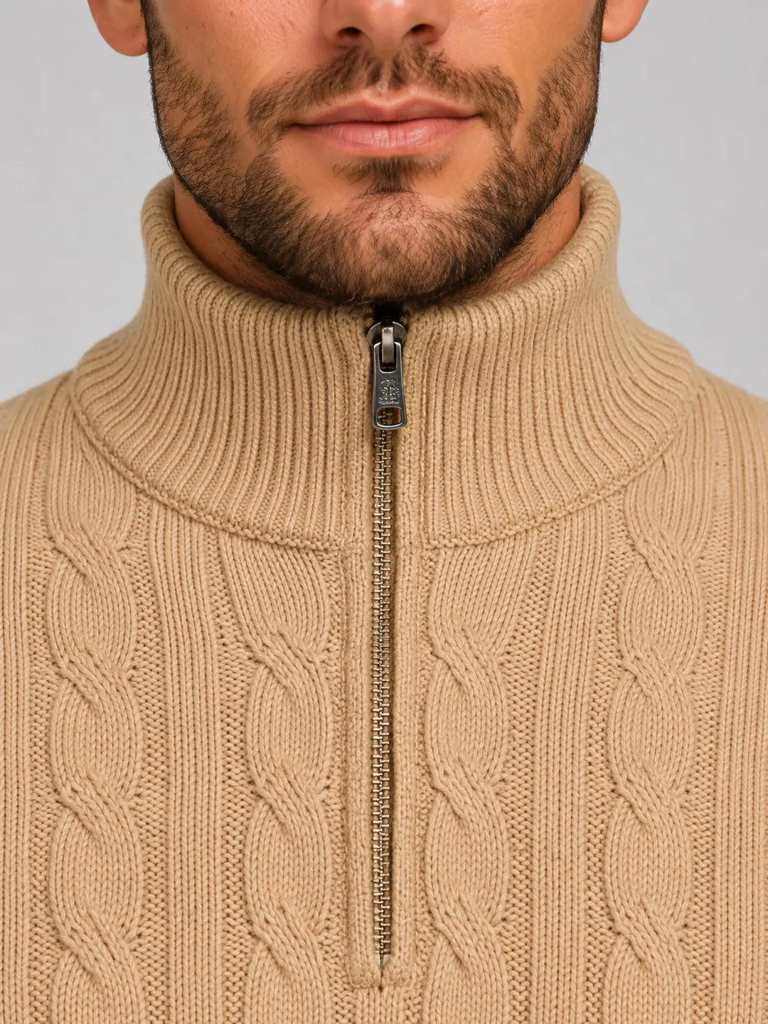 Men's Cable Knit Quarter-Zip Jumper