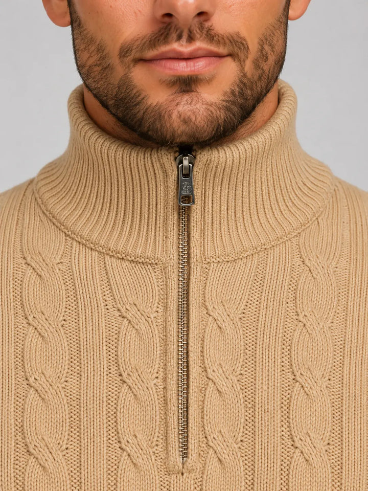 Men's Cable Knit Quarter-Zip Jumper