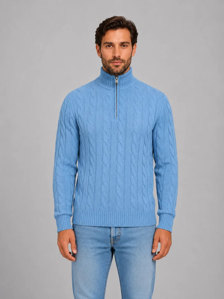 Men's Cable Knit Quarter-Zip Jumper