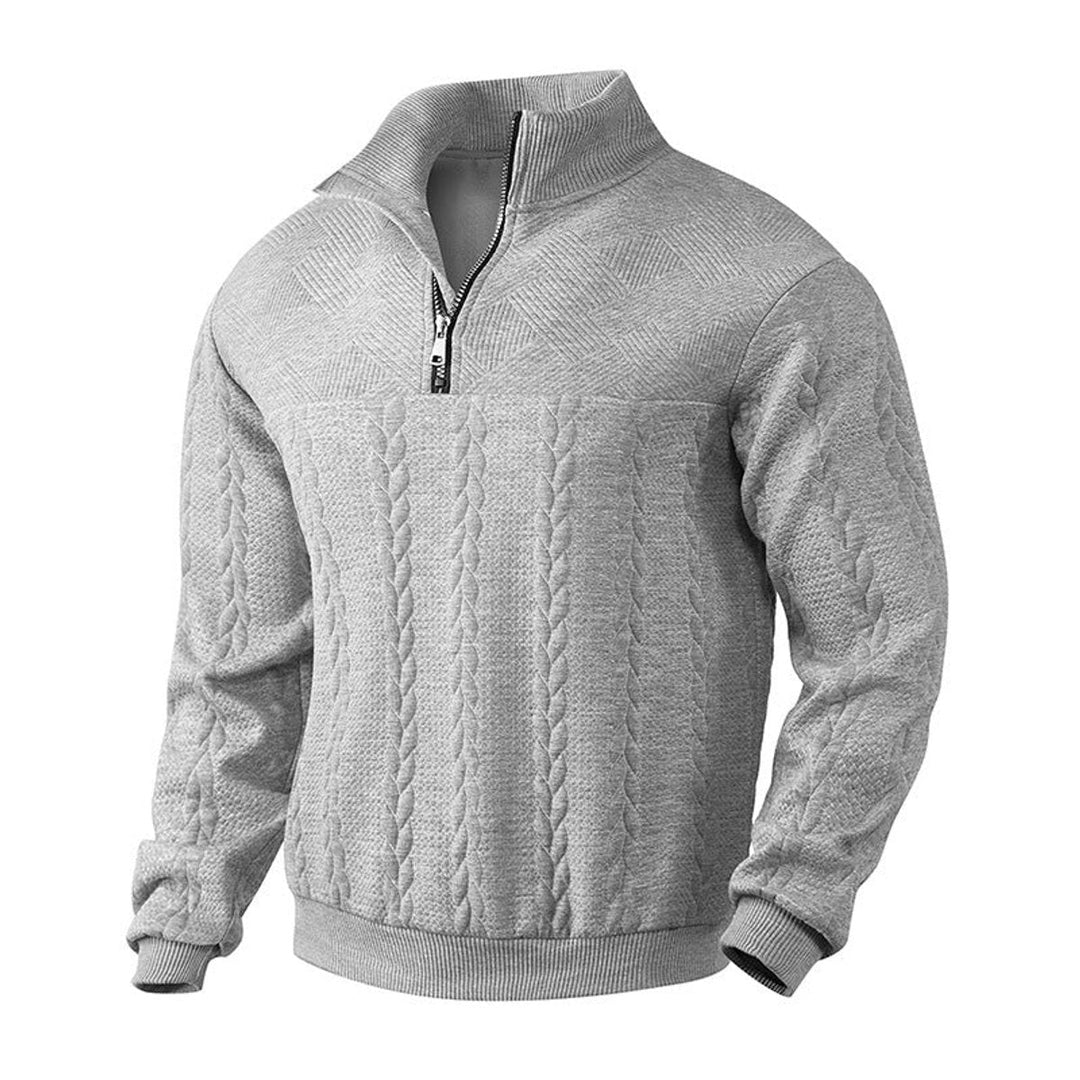 Men's Cable-Knit Quarter-Zip Sweater