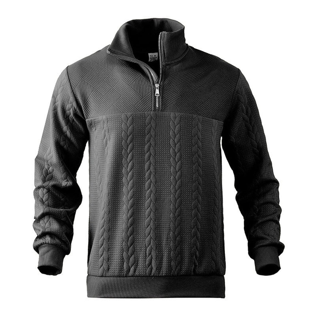 Men's Cable-Knit Quarter-Zip Sweater