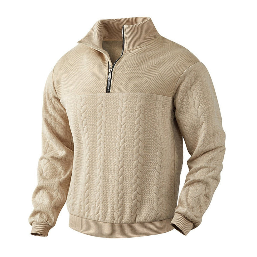 Men's Cable-Knit Quarter-Zip Sweater