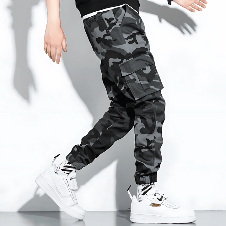 Men's Camo Cargo Trousers with Tapered Leg