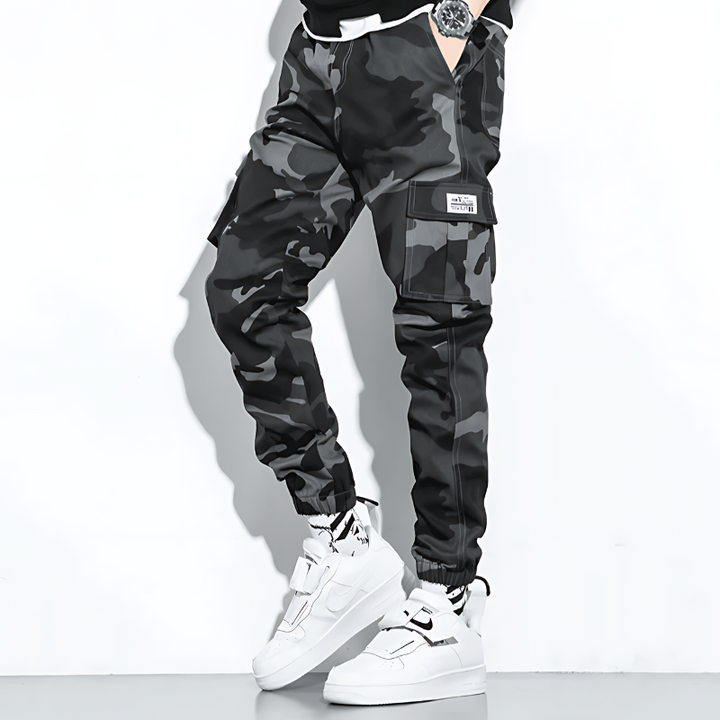 Men's Camo Cargo Trousers with Tapered Leg