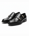 Men's Double Monk Strap Cap-Toe Faux Leather Dress Shoes