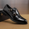 Men's Double Monk Strap Cap-Toe Faux Leather Dress Shoes