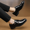 Men's Double Monk Strap Cap-Toe Faux Leather Dress Shoes