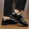Men's Double Monk Strap Cap-Toe Faux Leather Dress Shoes