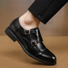 Men's Double Monk Strap Cap-Toe Faux Leather Dress Shoes
