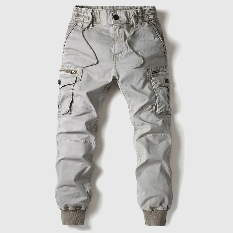 Men's Cargo Jogger Trousers With Cuffed Ankle Hems