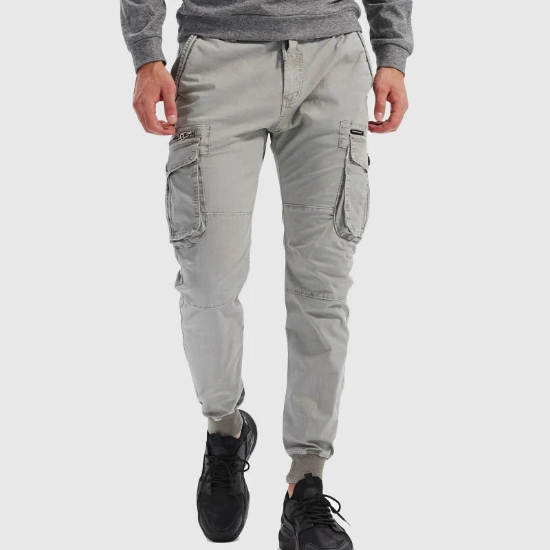 Men's Cargo Jogger Trousers With Cuffed Ankle Hems