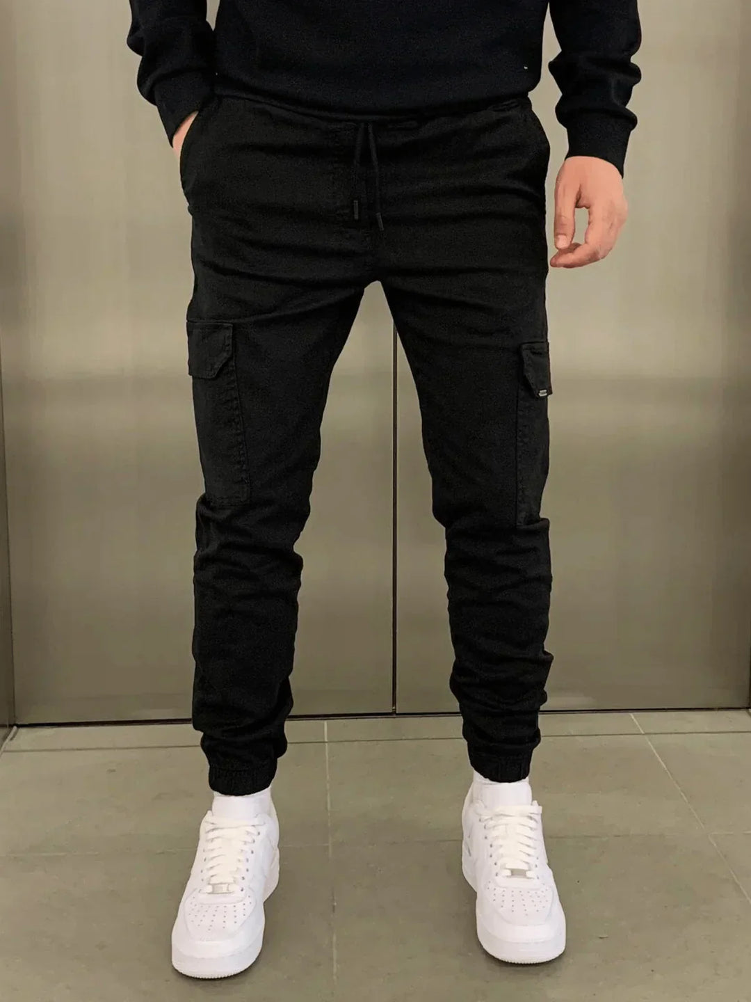 Men's Cargo Jogger Trousers with Elastic Waist