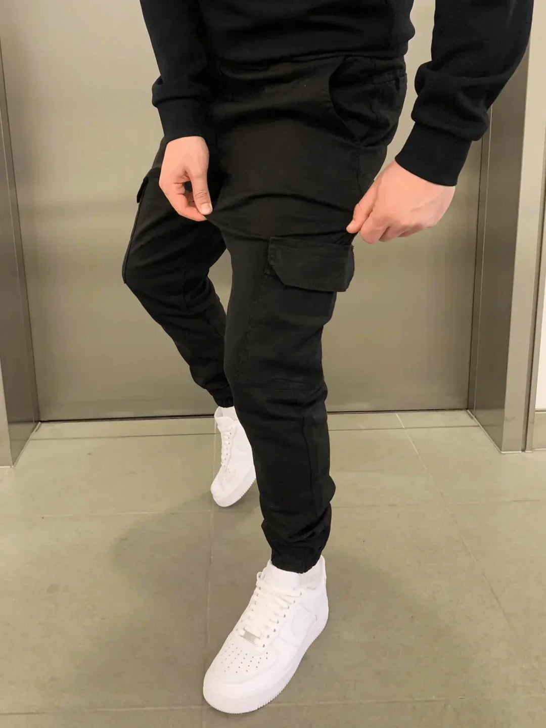 Men's Cargo Jogger Trousers with Elastic Waist