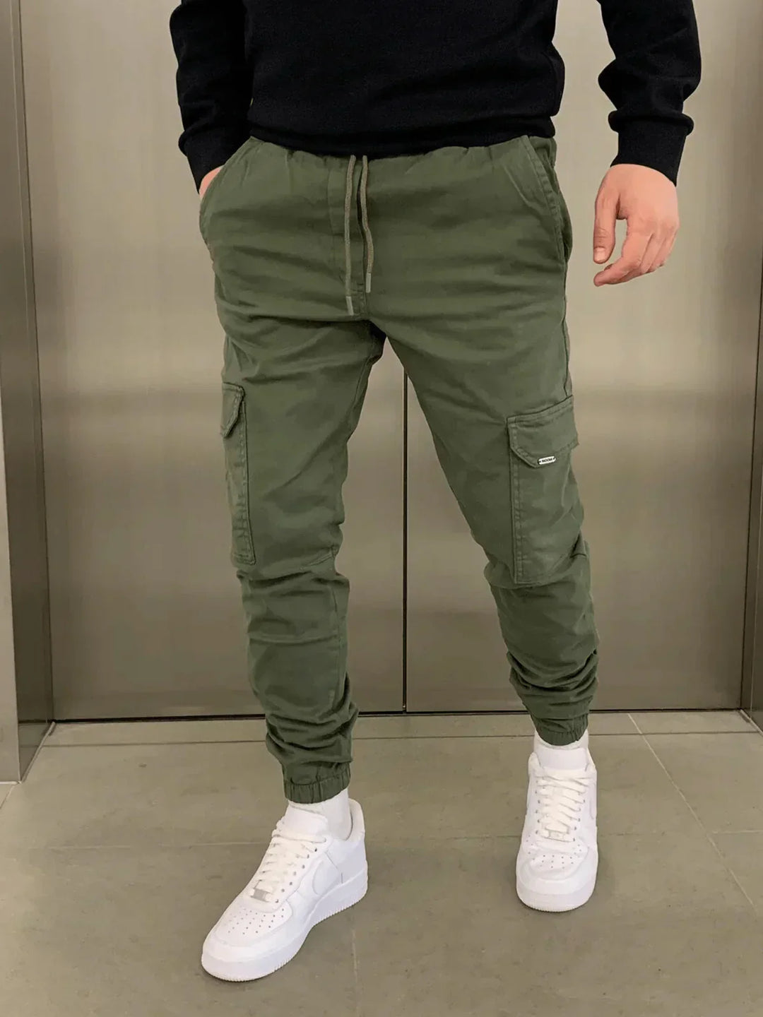 Men's Cargo Jogger Trousers with Elastic Waist