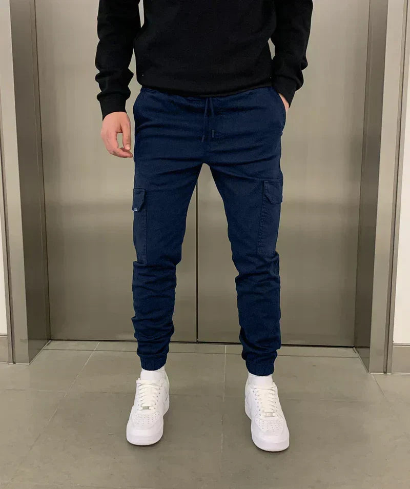 Men's Cargo Jogger Trousers with Elastic Waist