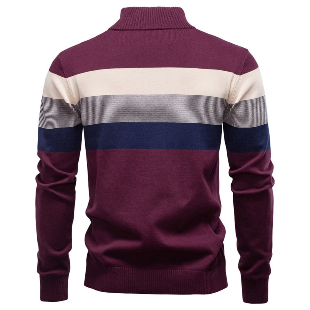 Men's Colour-Block Quarter-Zip Sweater