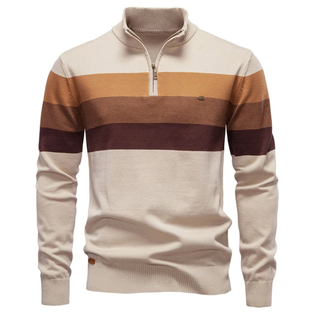 Men's Colour-Block Quarter-Zip Sweater