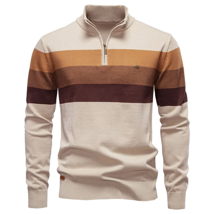 Men's Colour-Block Quarter-Zip Sweater