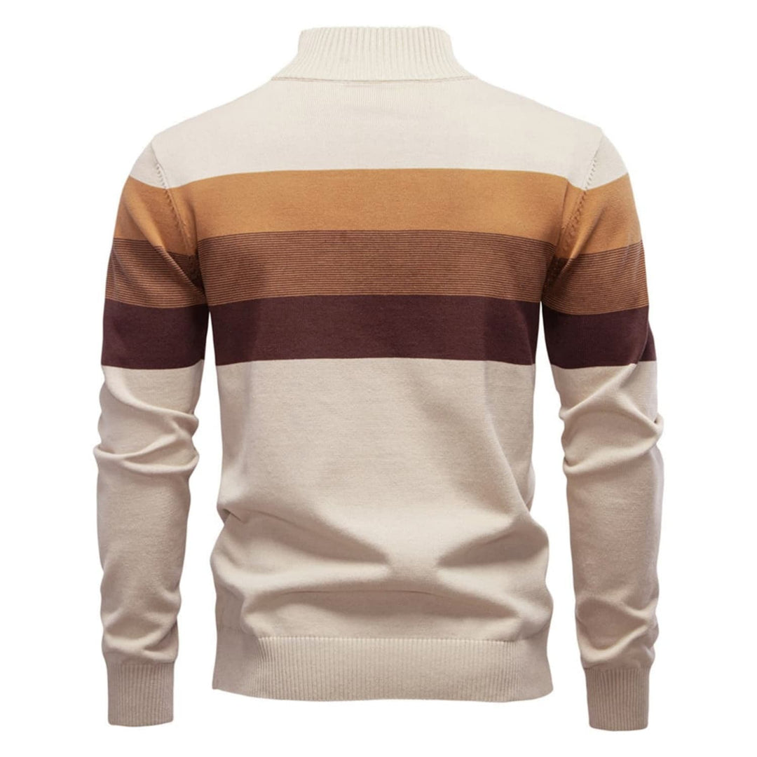 Men's Colour-Block Quarter-Zip Sweater