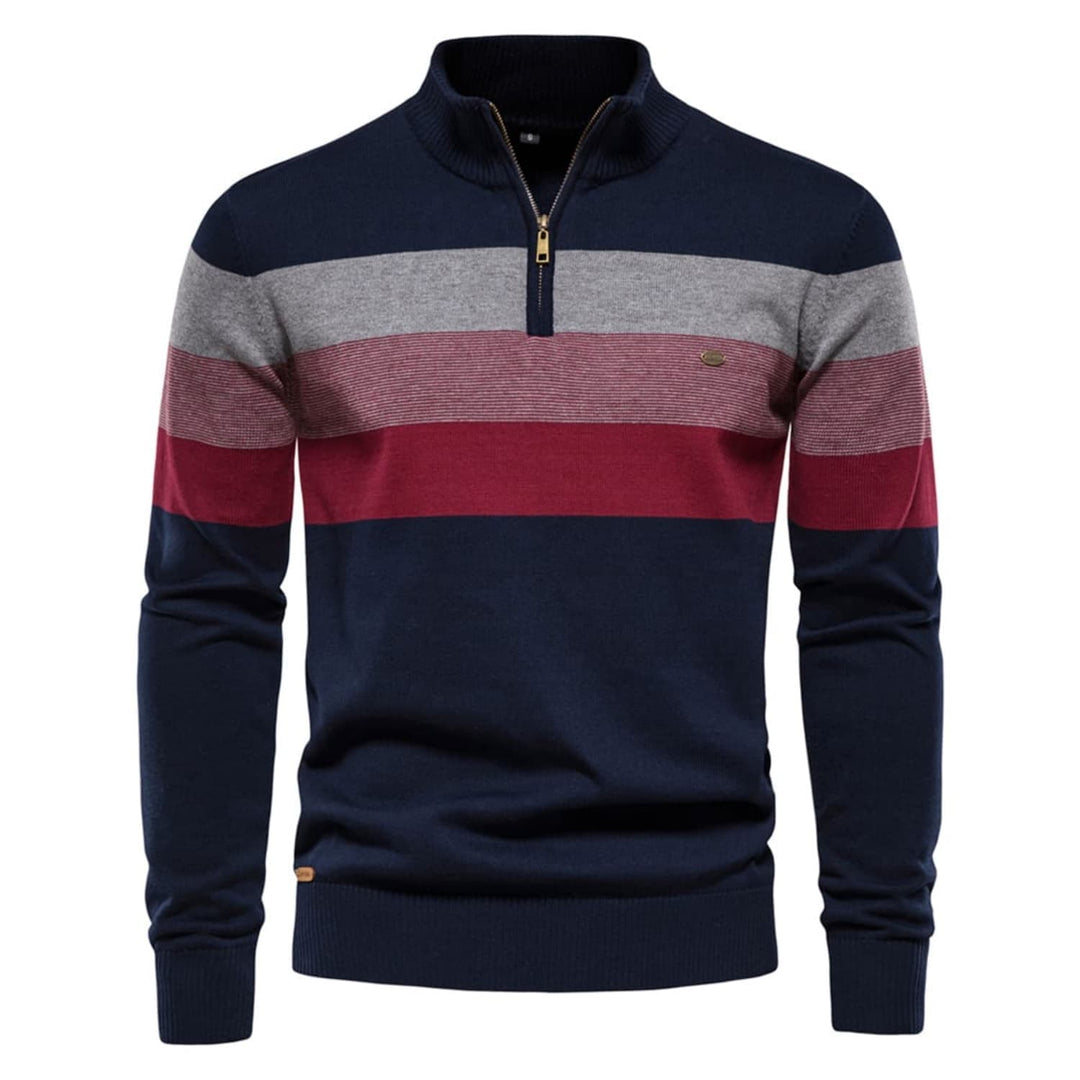 Men's Colour-Block Quarter-Zip Sweater