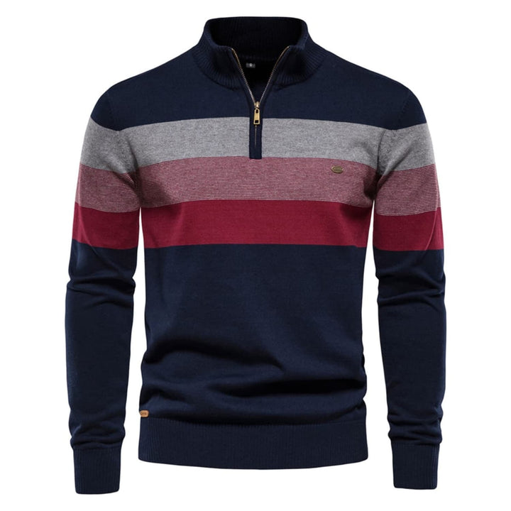Men's Colour-Block Quarter-Zip Sweater