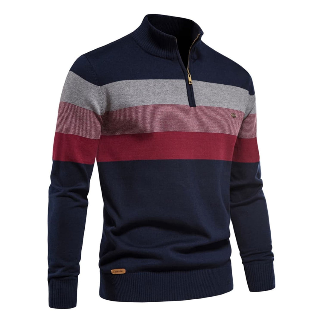 Men's Colour-Block Quarter-Zip Sweater