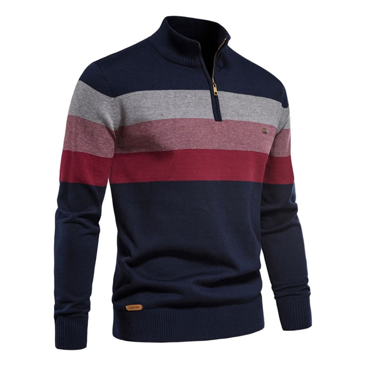 Men's Colour-Block Quarter-Zip Sweater
