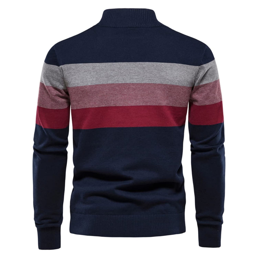 Men's Colour-Block Quarter-Zip Sweater