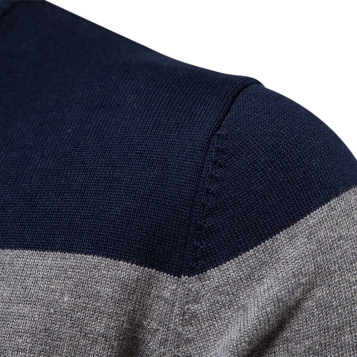Men's Colour-Block Quarter-Zip Sweater