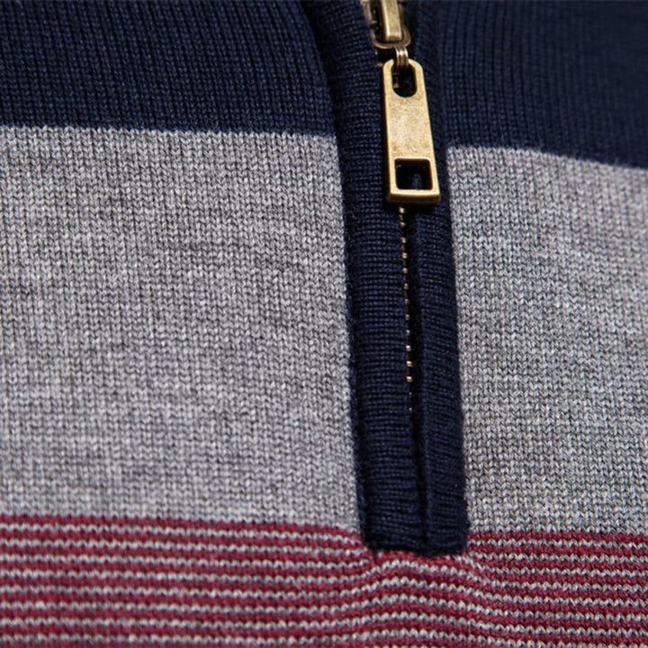 Men's Colour-Block Quarter-Zip Sweater