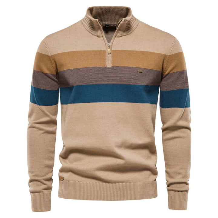 Men's Colour-Block Quarter-Zip Sweater