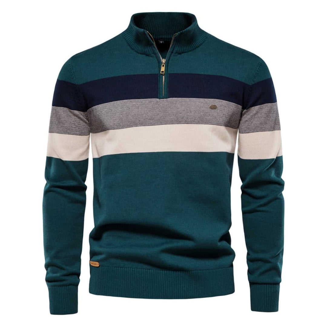 Men's Colour-Block Quarter-Zip Sweater