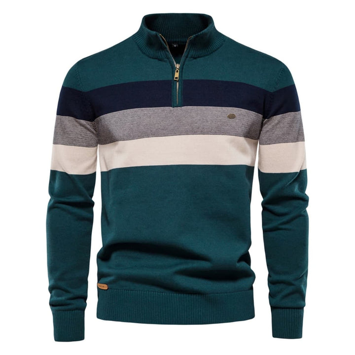 Men's Colour-Block Quarter-Zip Sweater