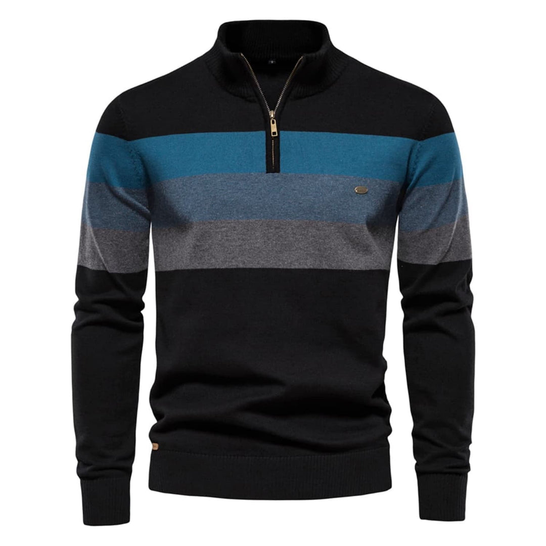 Men's Colour-Block Quarter-Zip Sweater
