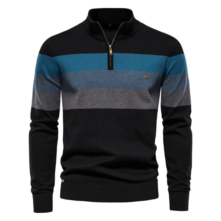 Men's Colour-Block Quarter-Zip Sweater