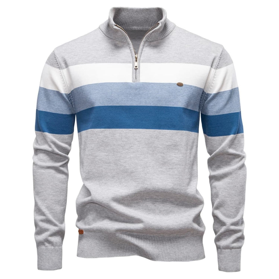 Men's Colour-Block Quarter-Zip Sweater