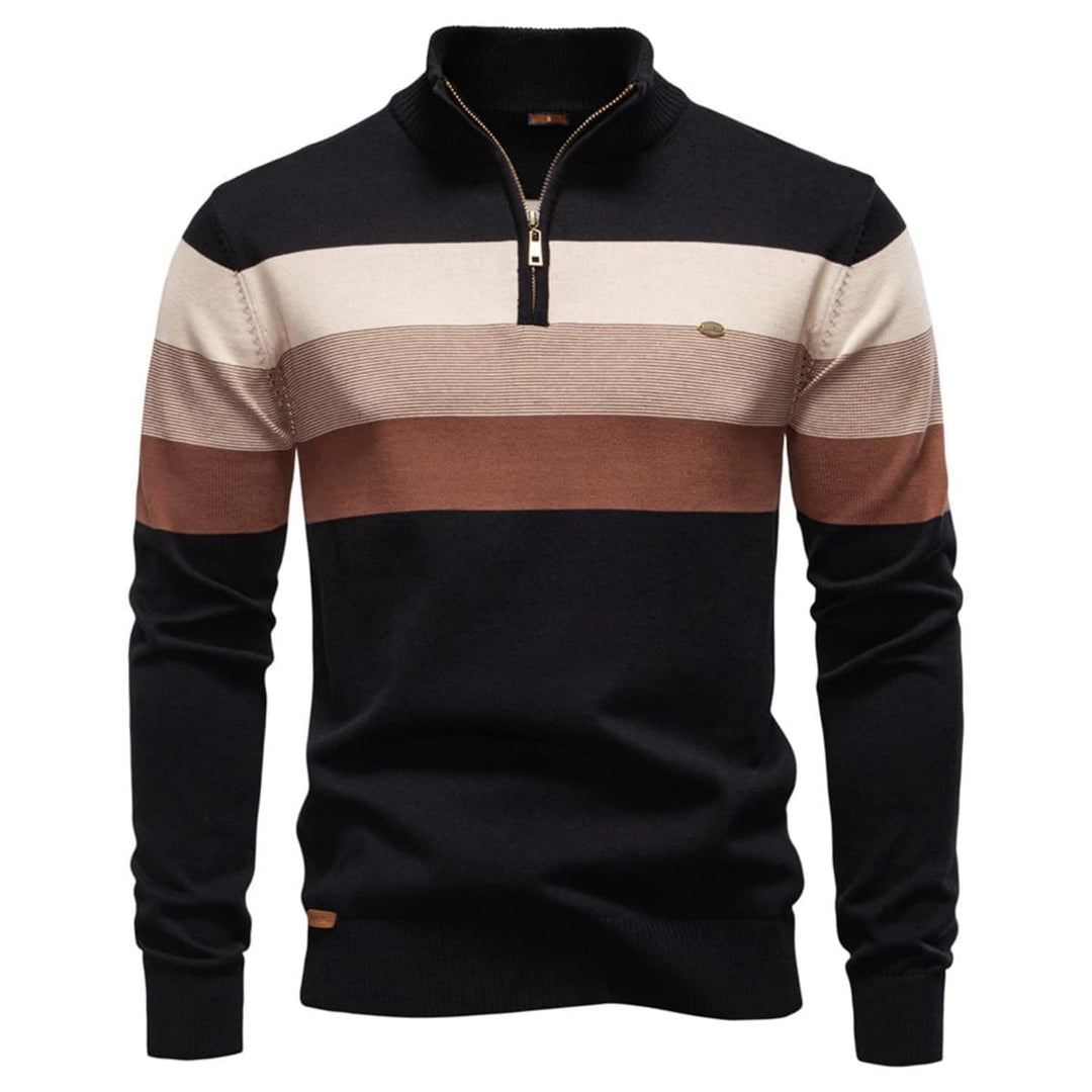 Men's Colour-Block Quarter-Zip Sweater