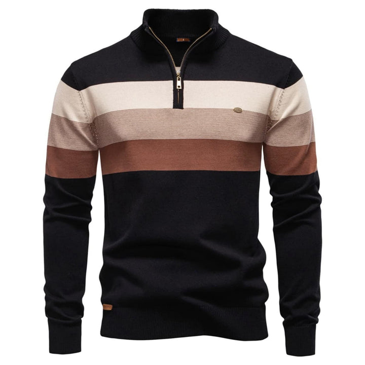 Men's Colour-Block Quarter-Zip Sweater