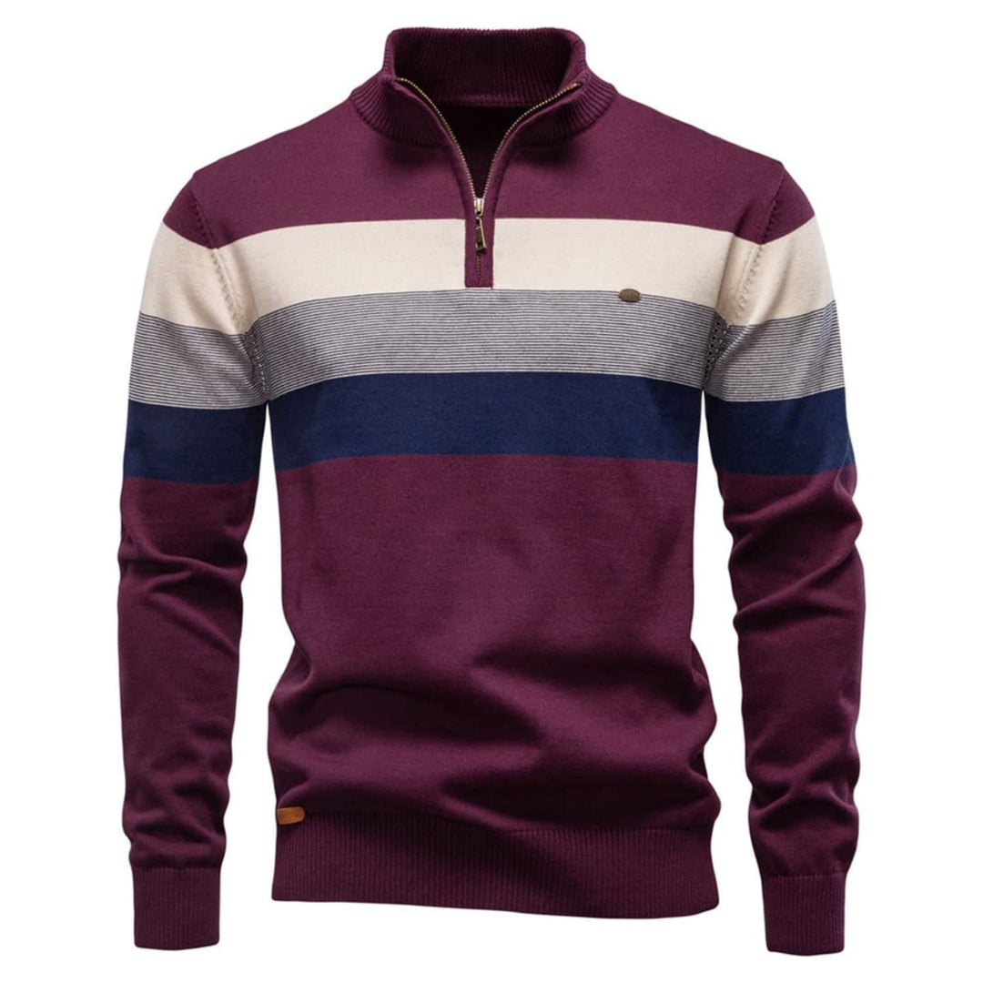 Men's Colour-Block Quarter-Zip Sweater